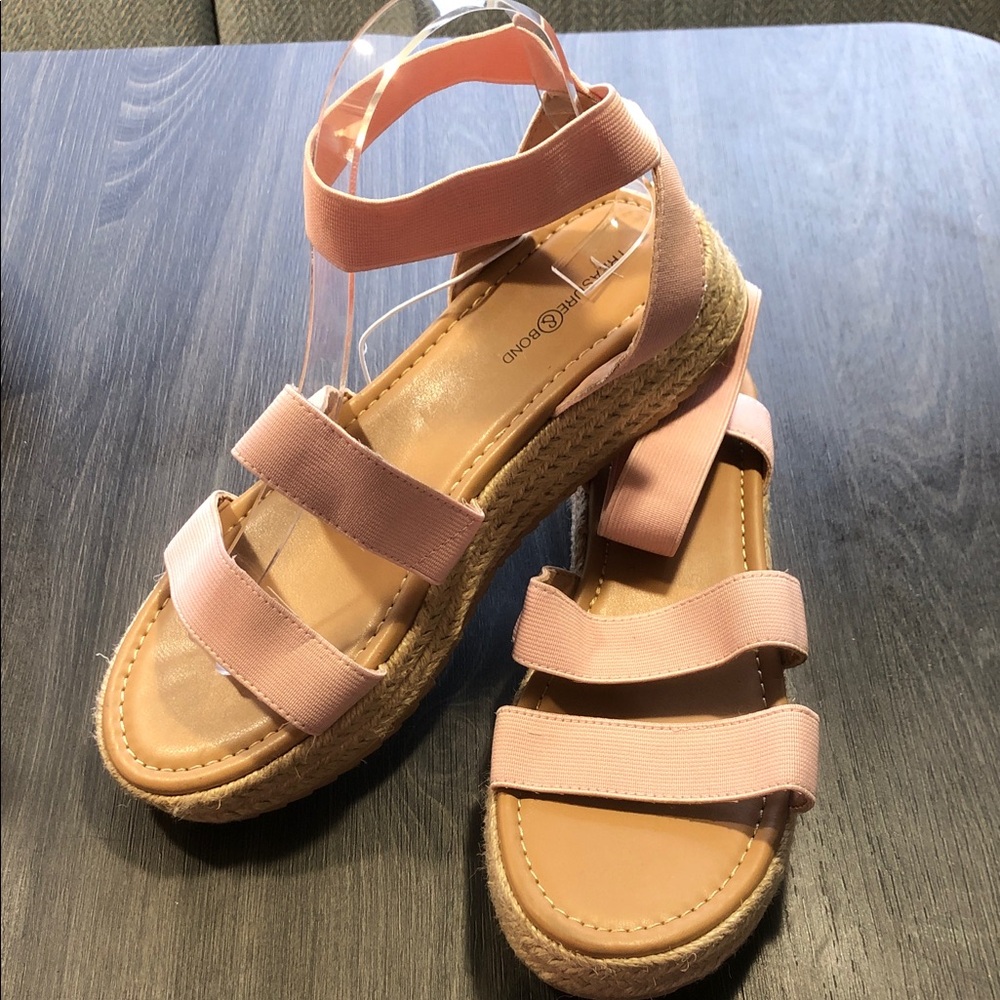Girls Pink Espadrille Platform Sandal